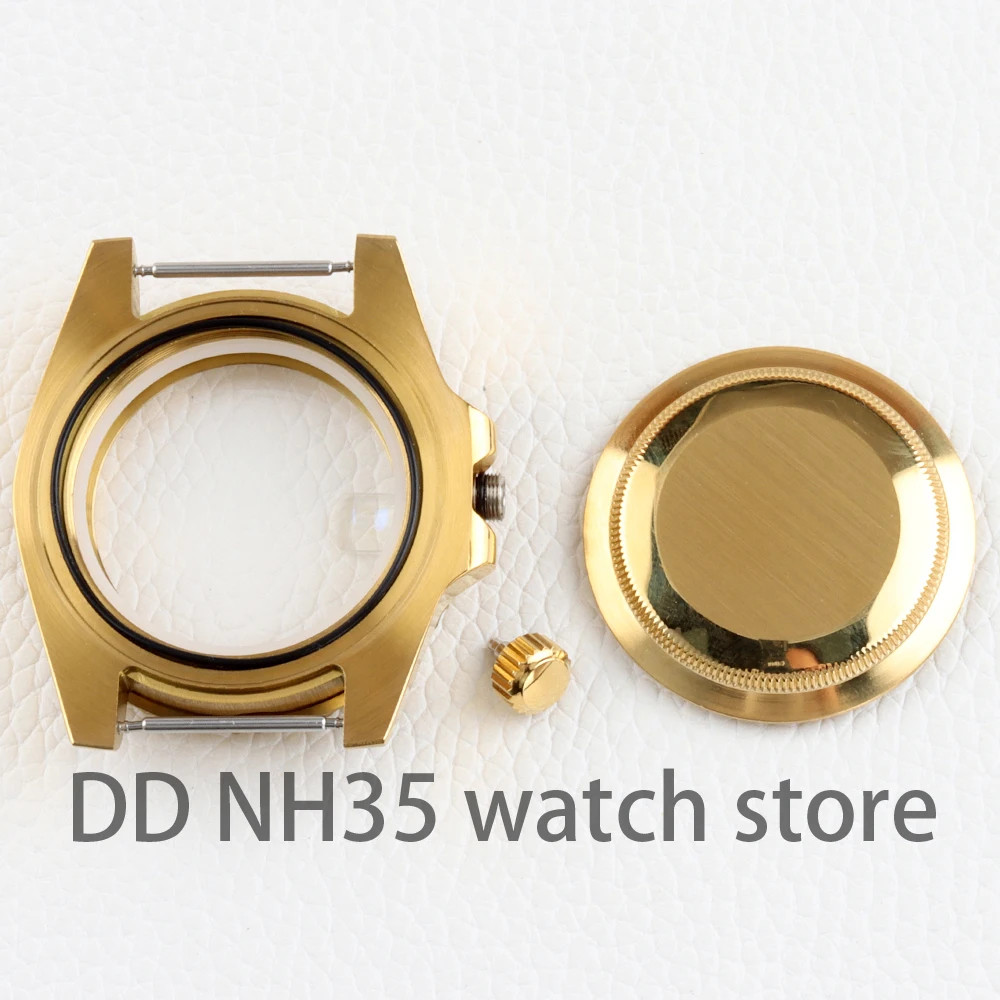 Gold Watch Case 40mm for Submariner Style NH34 NH35 NH36 movement Sapphire Glass