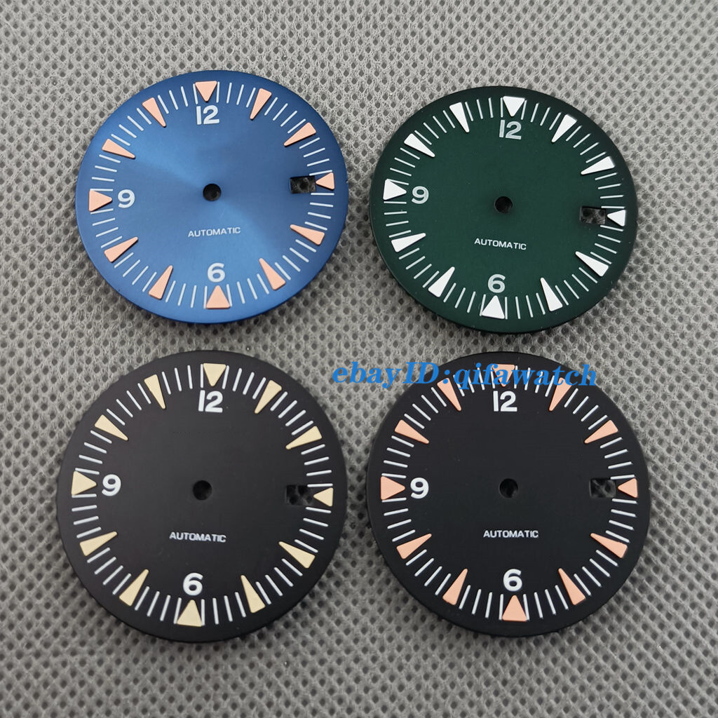 32mm Luminous black blue green Watch Dial date Fit NH35 NH35A automatic Movement