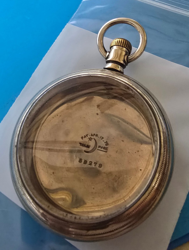 VINTAGE 18 SIZE CRESCENT POCKET WATCH SWING OUT CASE PENDANT & LEVER SET