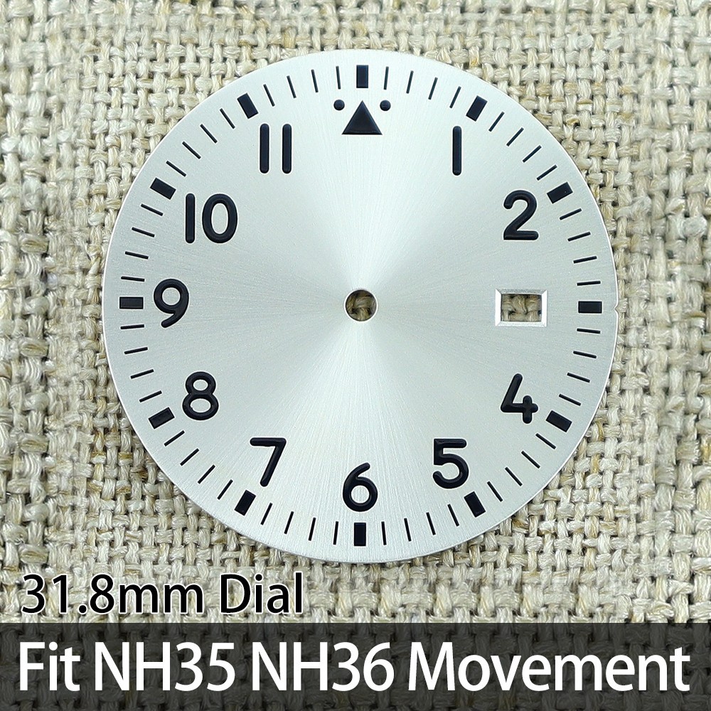 31.8mm Vintage Pilot Date Watch Dials C3 Green Luminous For Seiko NH35 Movement