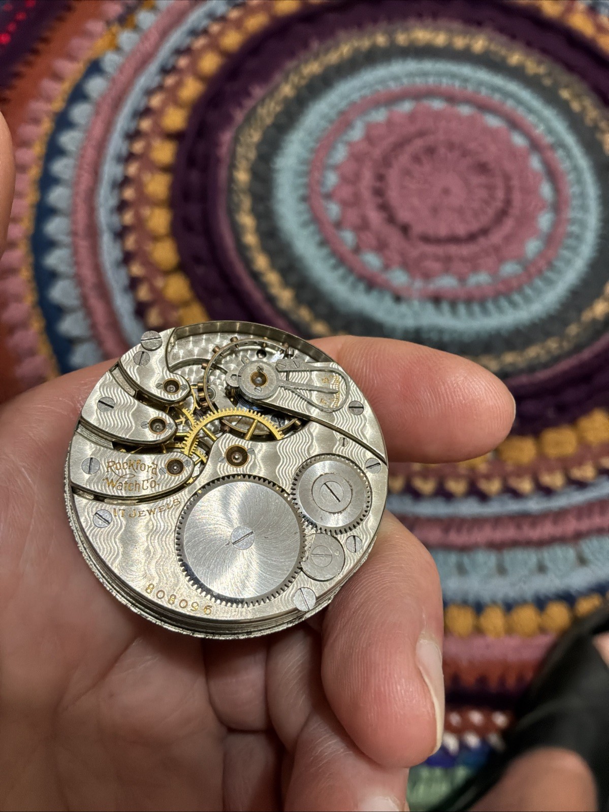 1909 Rockford 17J 16s Grade 505 Pocket Watch Movement For Parts or Repair