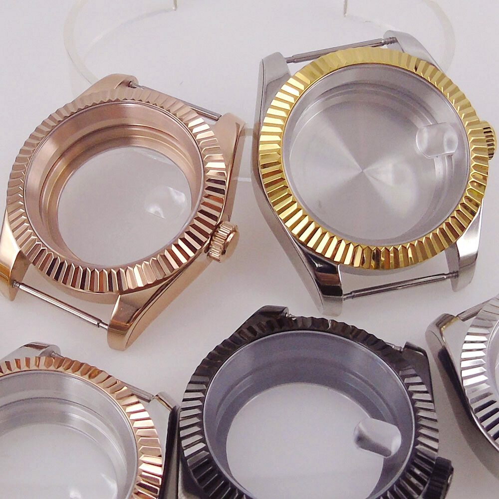 Tandorio 36/39mm Silver Gold Rose Gold Fluted Bezel Stainless Steel Watch Case