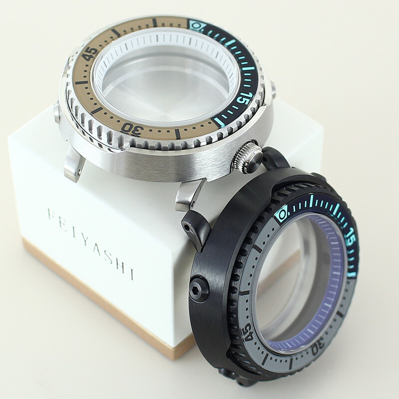 43.3mm Tuna Baby Watch Case Parts Sapphire Glass Chapter Ring For Seiko nh35nh36