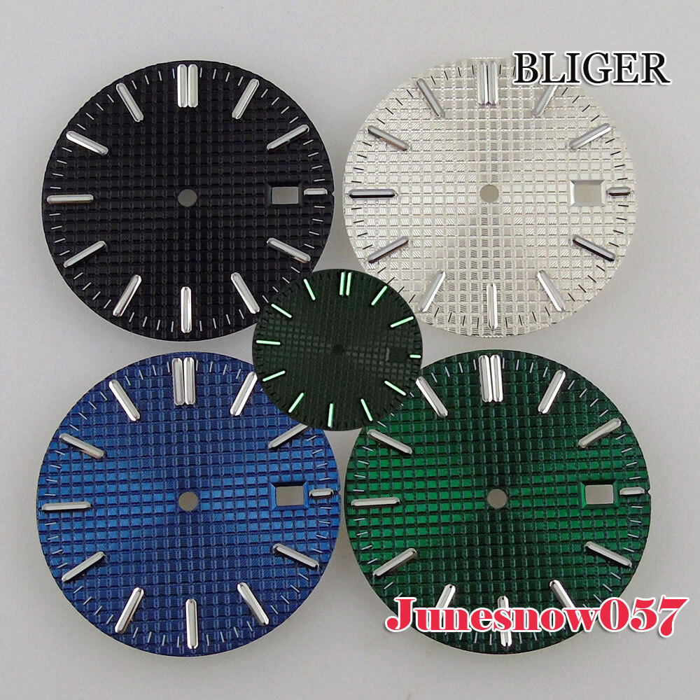 Accessories 31.7mm Watch Black/Blue/Silver/Green Dial With Date Window Fit NH35A