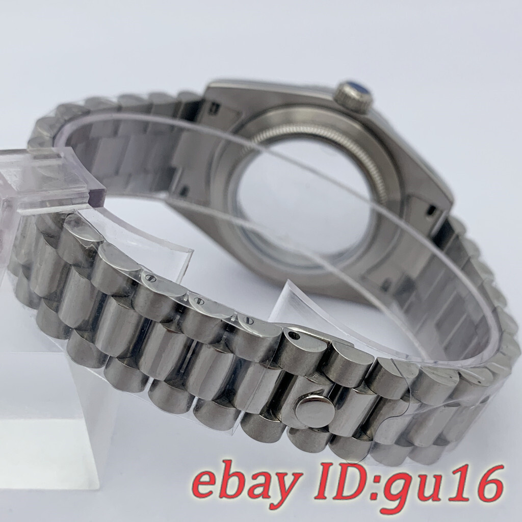 36mm/40mm NH35 NH36 Miyota 8215 ETA 2836 2824 Silver Watch Case President Strap