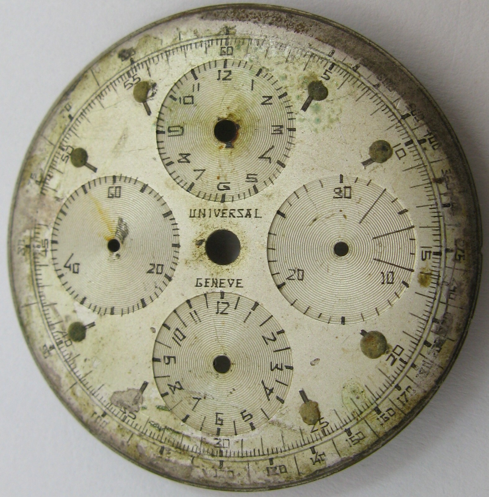 Universal Geneve Aero Compax watch refinish & damaged dial …