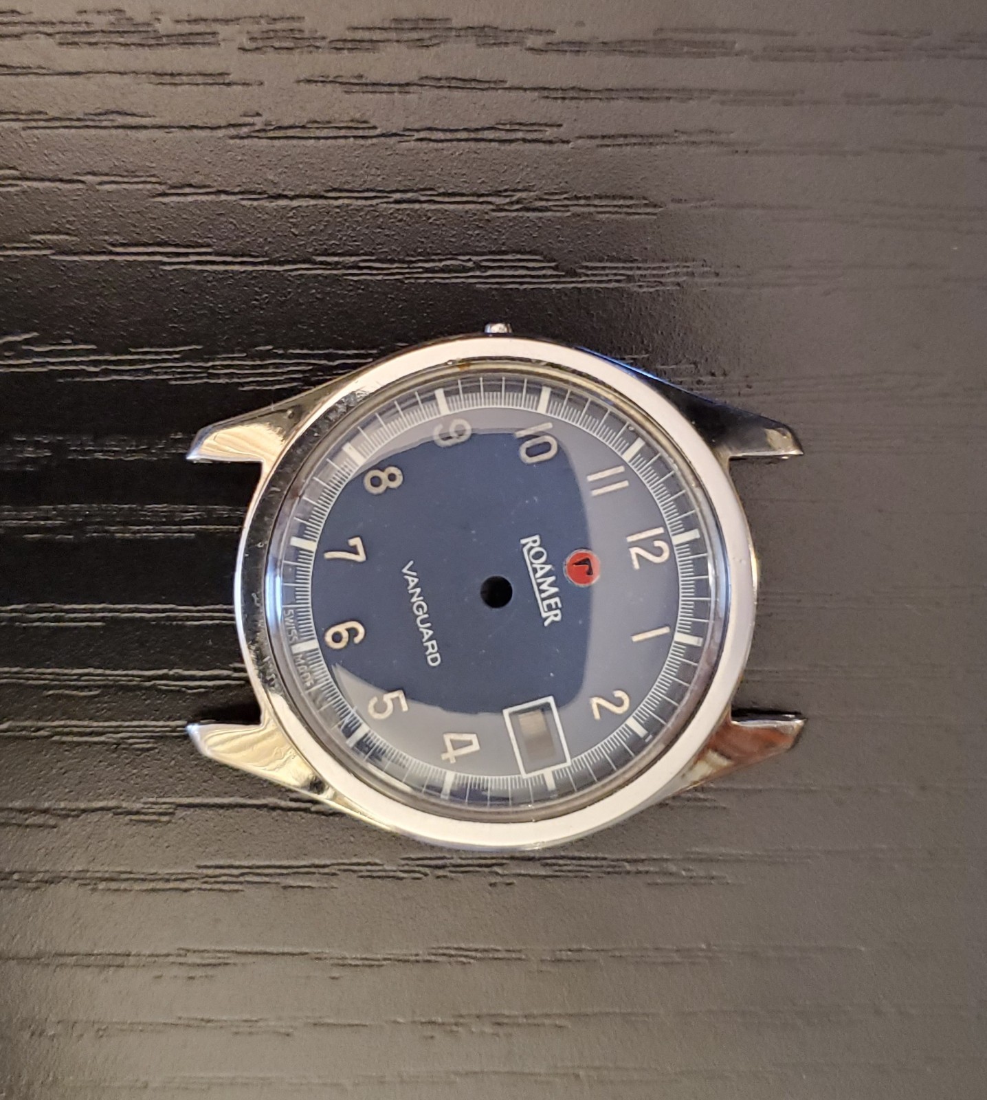 Vintage 1960s Swiss Roamer Vanguard Stainless Steel Case/Crystal and Blue Dial