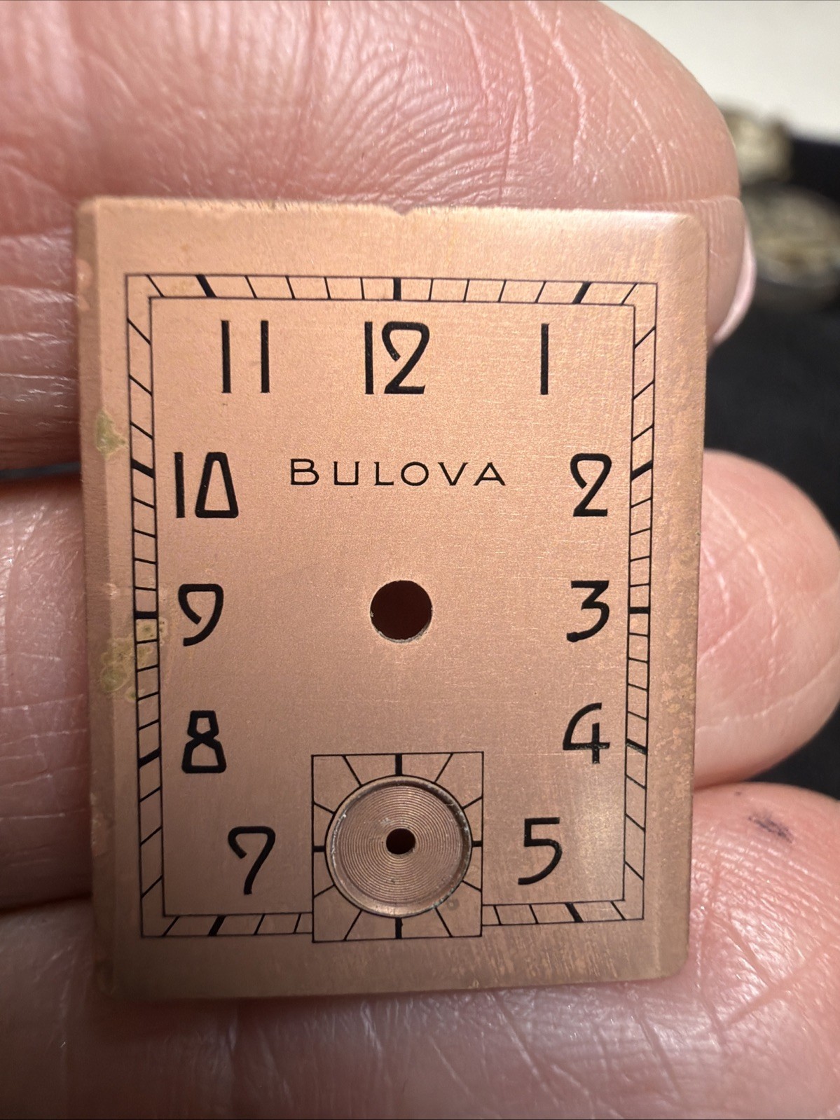 Vintage Bulova Watch Dial Face Plate Only Copper Colored New Other Rectangle