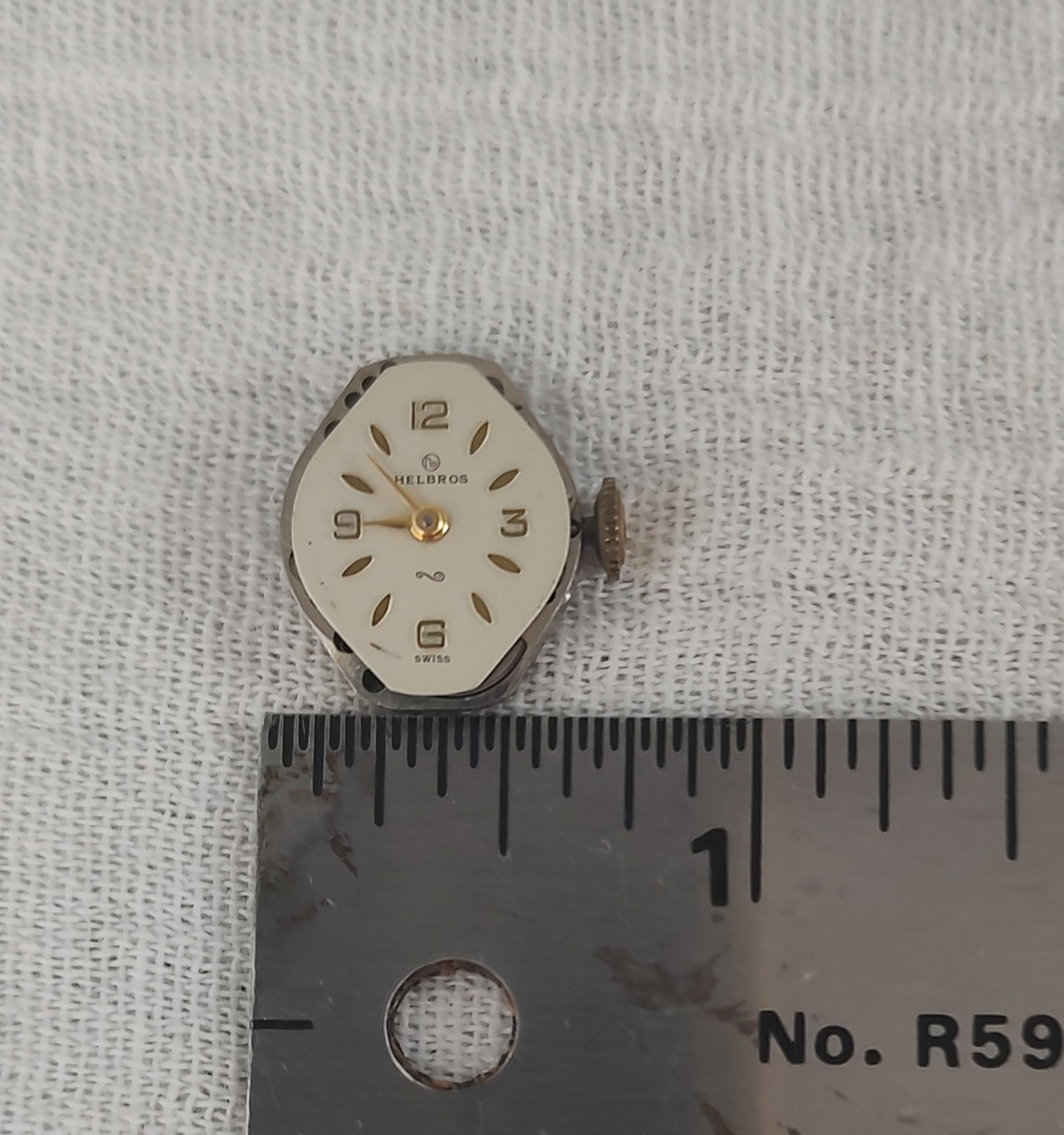 Vintage Helbros Swiss 17j Ladies Watch Movement & Duchess GF Band For Parts