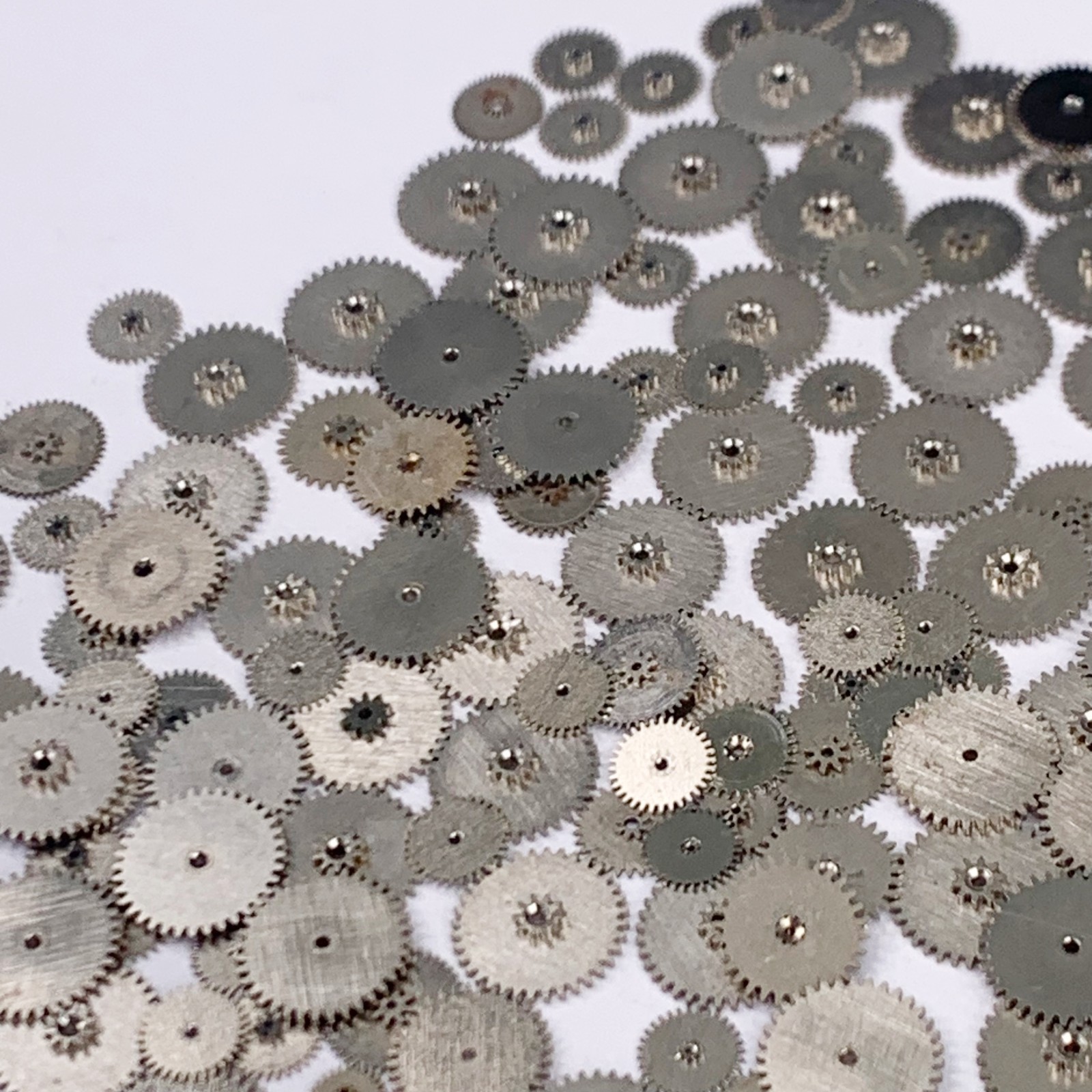 50 Minute Wheels 4.5-9mm Silver Watch Gears Steampunk Part Watchmaker Lot Repair