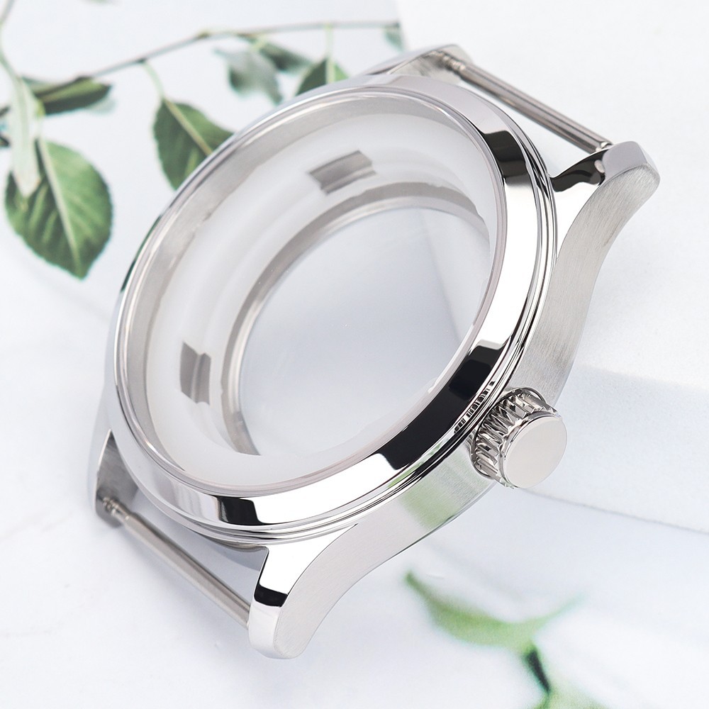 Sapphire 42mm Aviator Watch Case Stainless Smooth Bezel For Seiko NH35 Movement