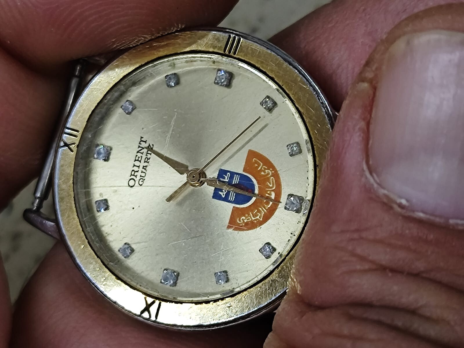 Vintage Orient quartz watch Logo Kazma Sports Club 1995 Not work 29mm