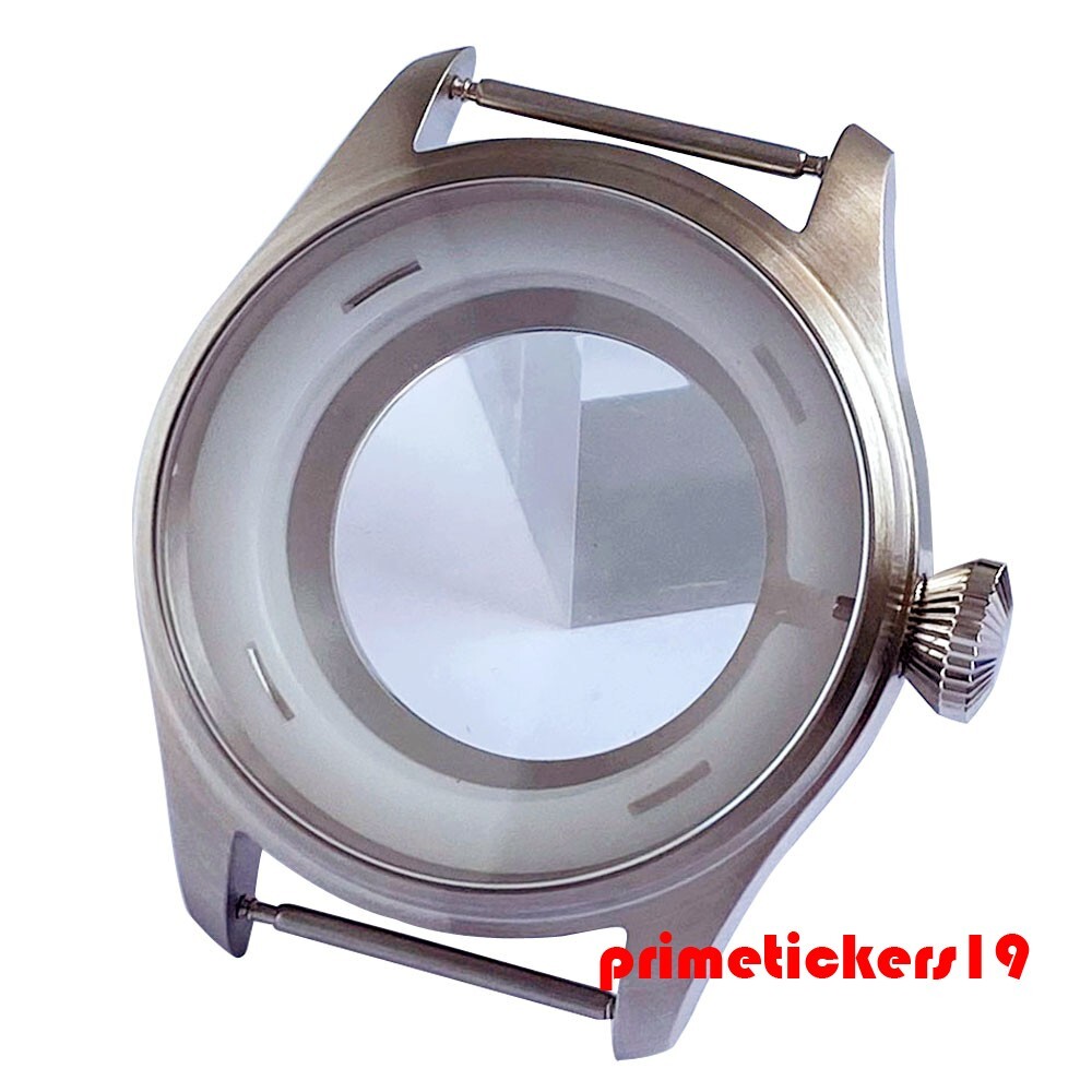43mm Pilot Watch Case+Dial Hands Set Sapphire Fit NH35 ETA2824 PT5000 Clear Back