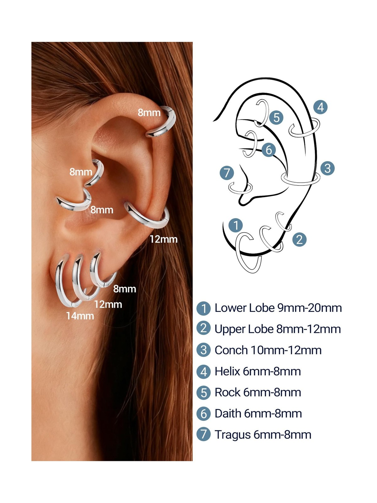 PROSTEEL Hoop Earrings for Women Men, 8mm/10mm/12mm/14mm/16mm/18mm/20mm Small…