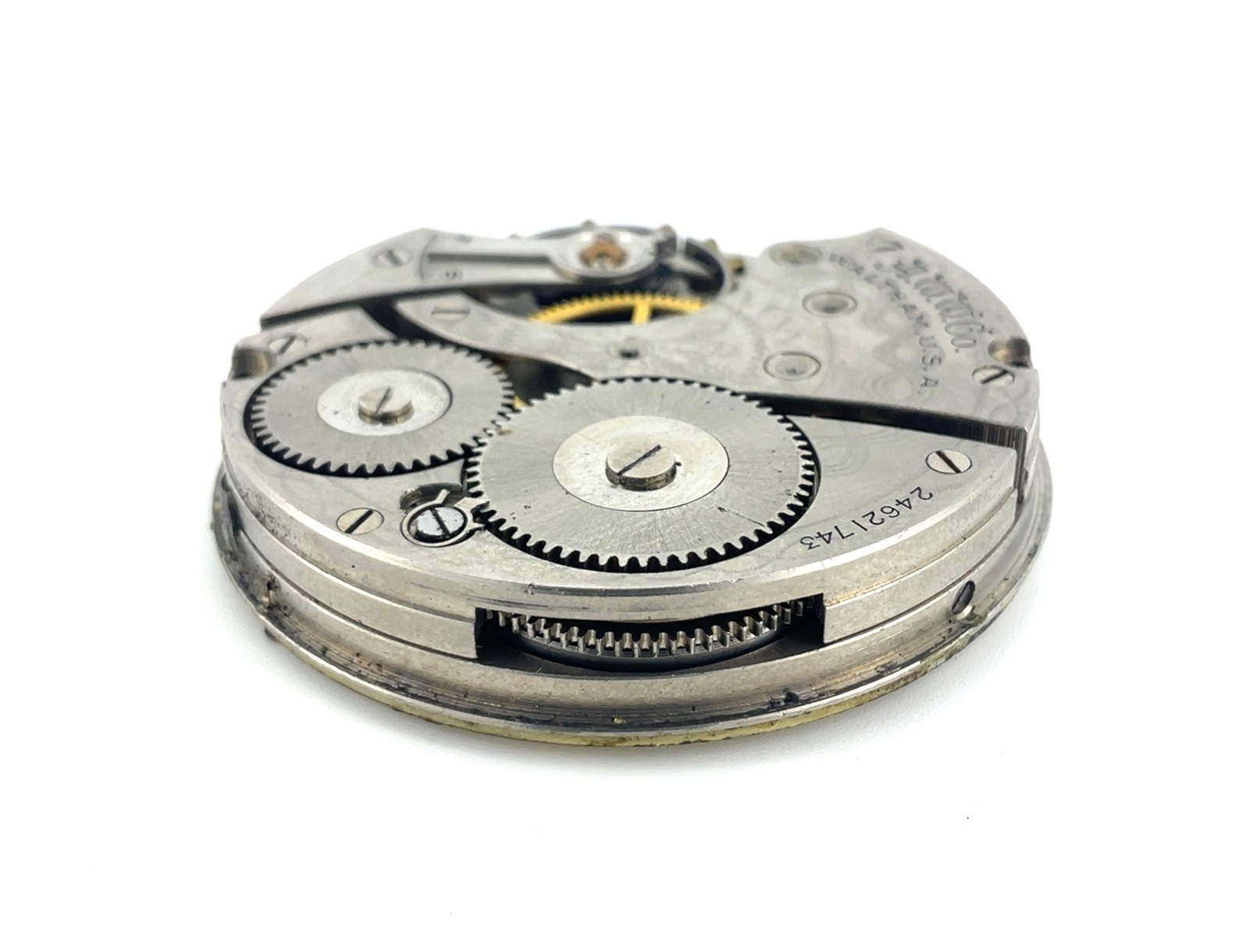 Antique 1924 Waltham Pocket Watch Movement Grade 610 Model 1908 16s 7j *RUNNING*
