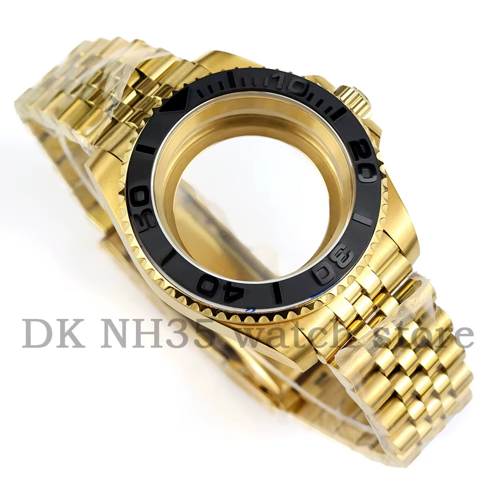 40mm NH35 Gold Stainless Steel Watch Case Jubilee Bracelet Fit SUB GMT NH34 NH35