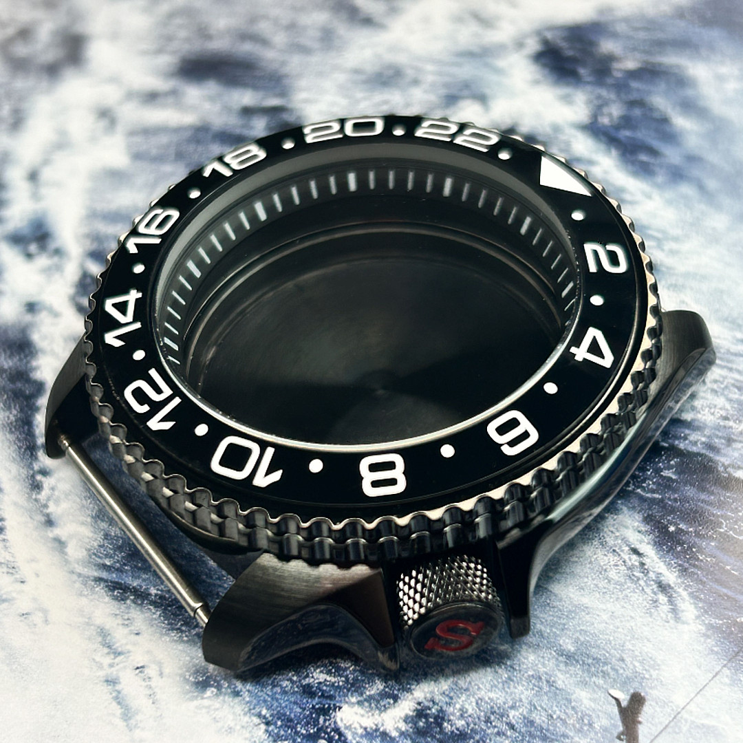 SKX 007 Watch Case Mod 42.5mm Black Ring For NH35 NH36 Movement 3’8 Crown 5ATM
