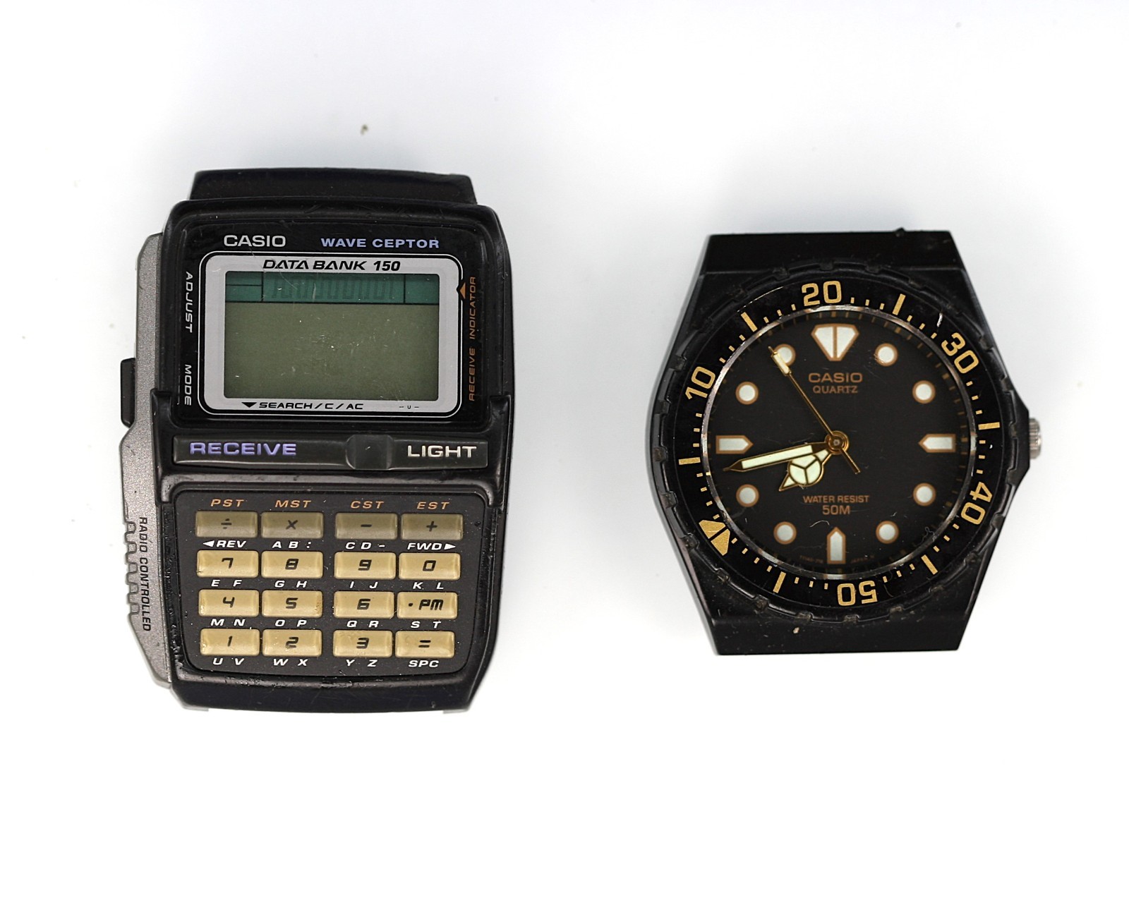 Casio Watch Men DBC-W150 MRW-80 Stainless Plastic 50m Battery Quartz NON-WORKING