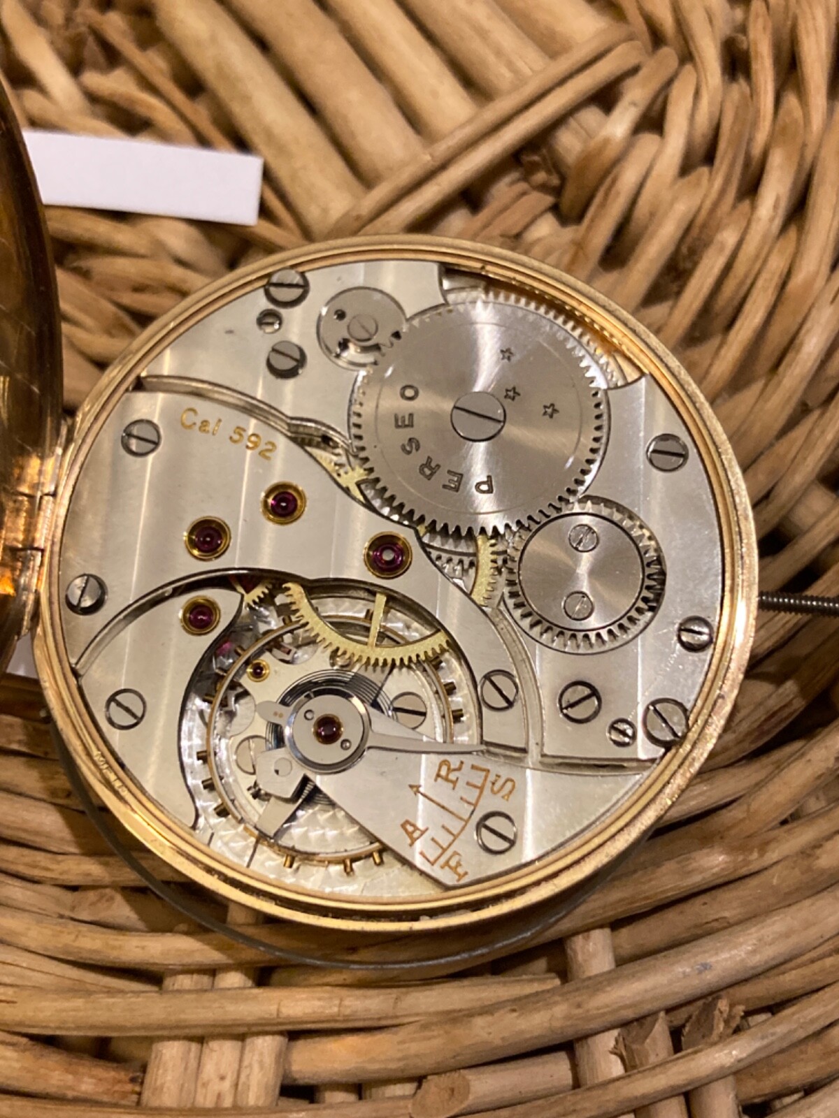PERSEO vintage pocket movement 592 manual, dial, hands, works