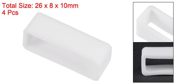 Watch Band Strap Loops Silicone for 22mm Width Watch Band, White 4 Pcs