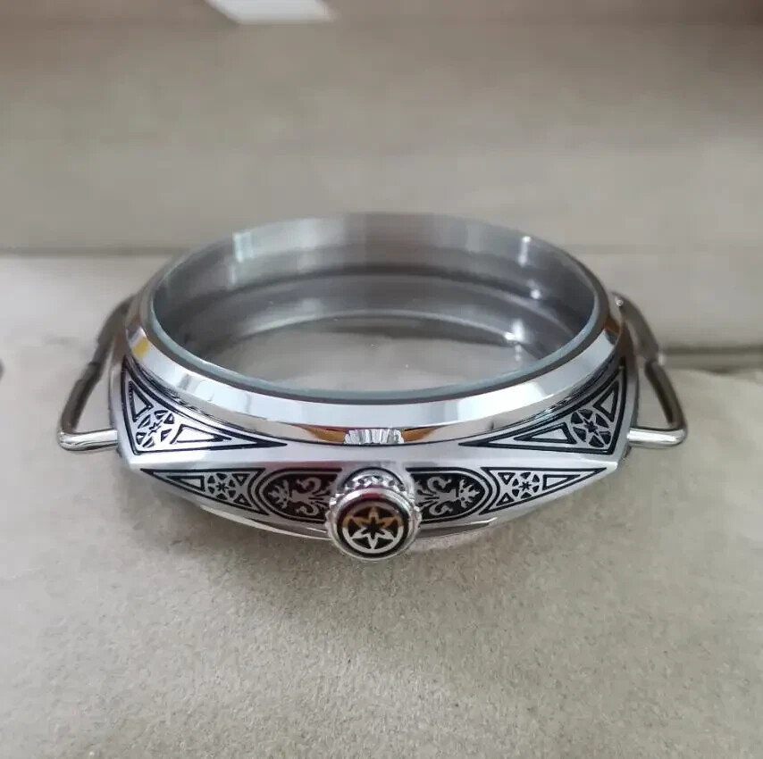 47mm Watch case 604 style Carving pattern 316L stainless steel For Watch