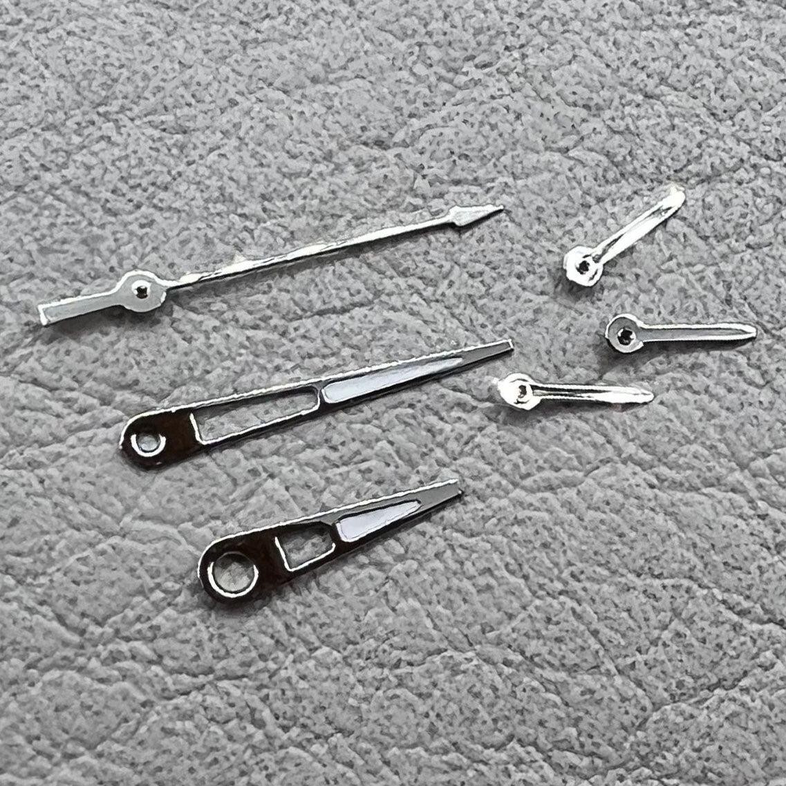 2 Sets Pack Silver Trim Green Lume 11mm Pointed Hands Set for VD53 VD54 VD57