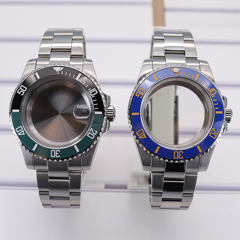 40mm Wire Drawing Watch Case Strap Sapphire Glass For Nh35 36 2824 8215 PT5000