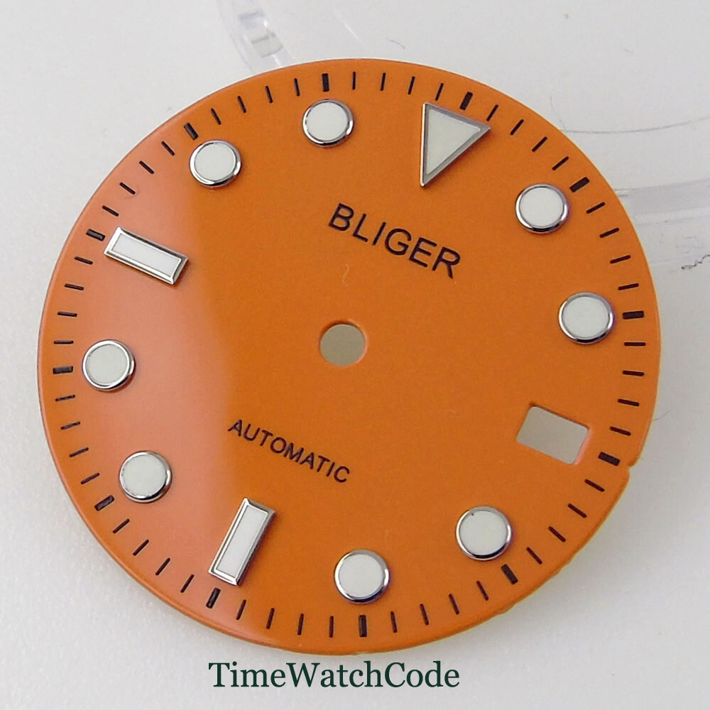 29mm Orange/Blue/Yellow Watch Dial+Hands Fit For NH35 NH35A Date Window Luminous