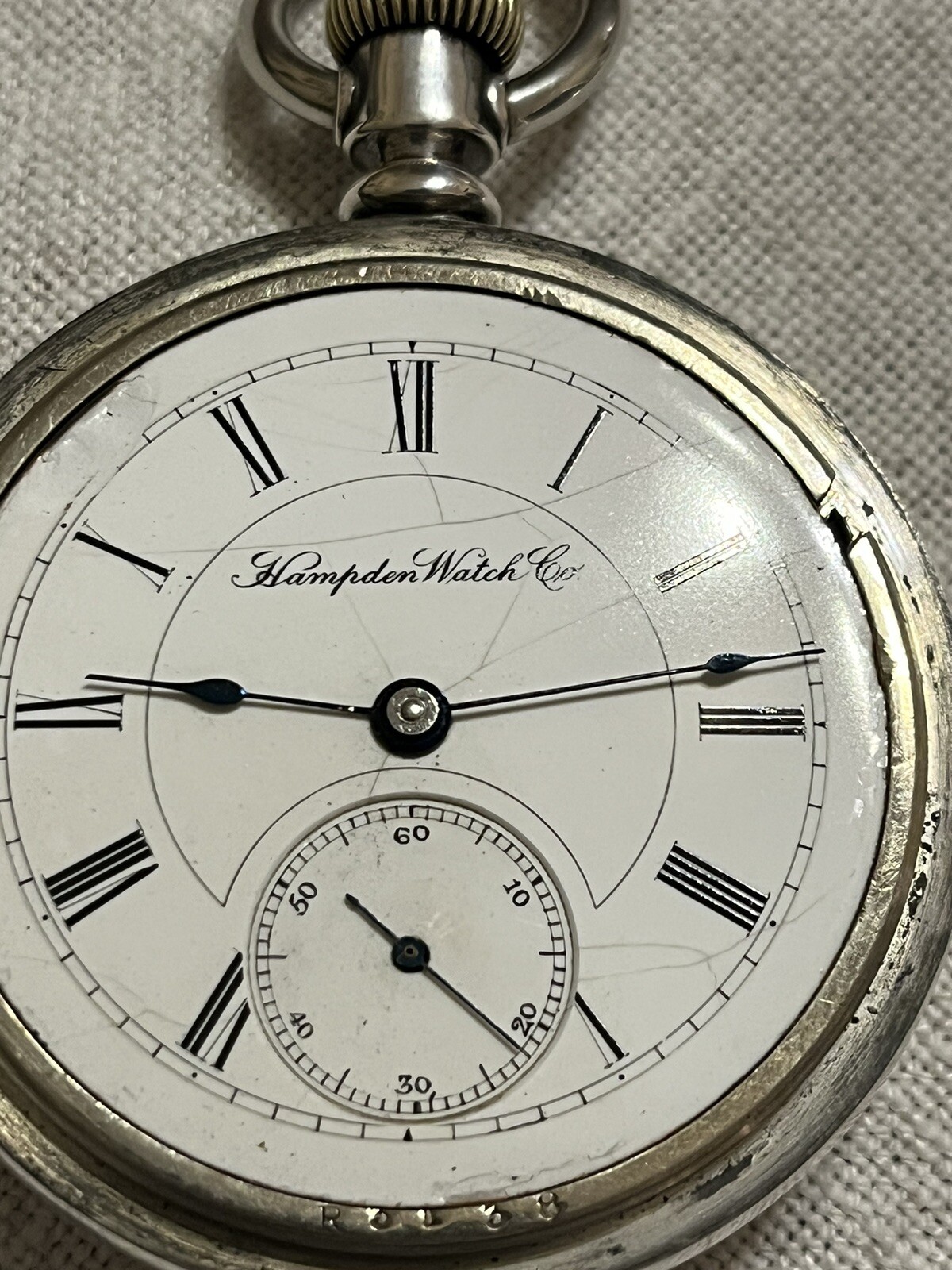 1887 18s Hampden 15J Adjusted Pocket Watch FAHYS COIN SILVER CASE 5.6OZ repair