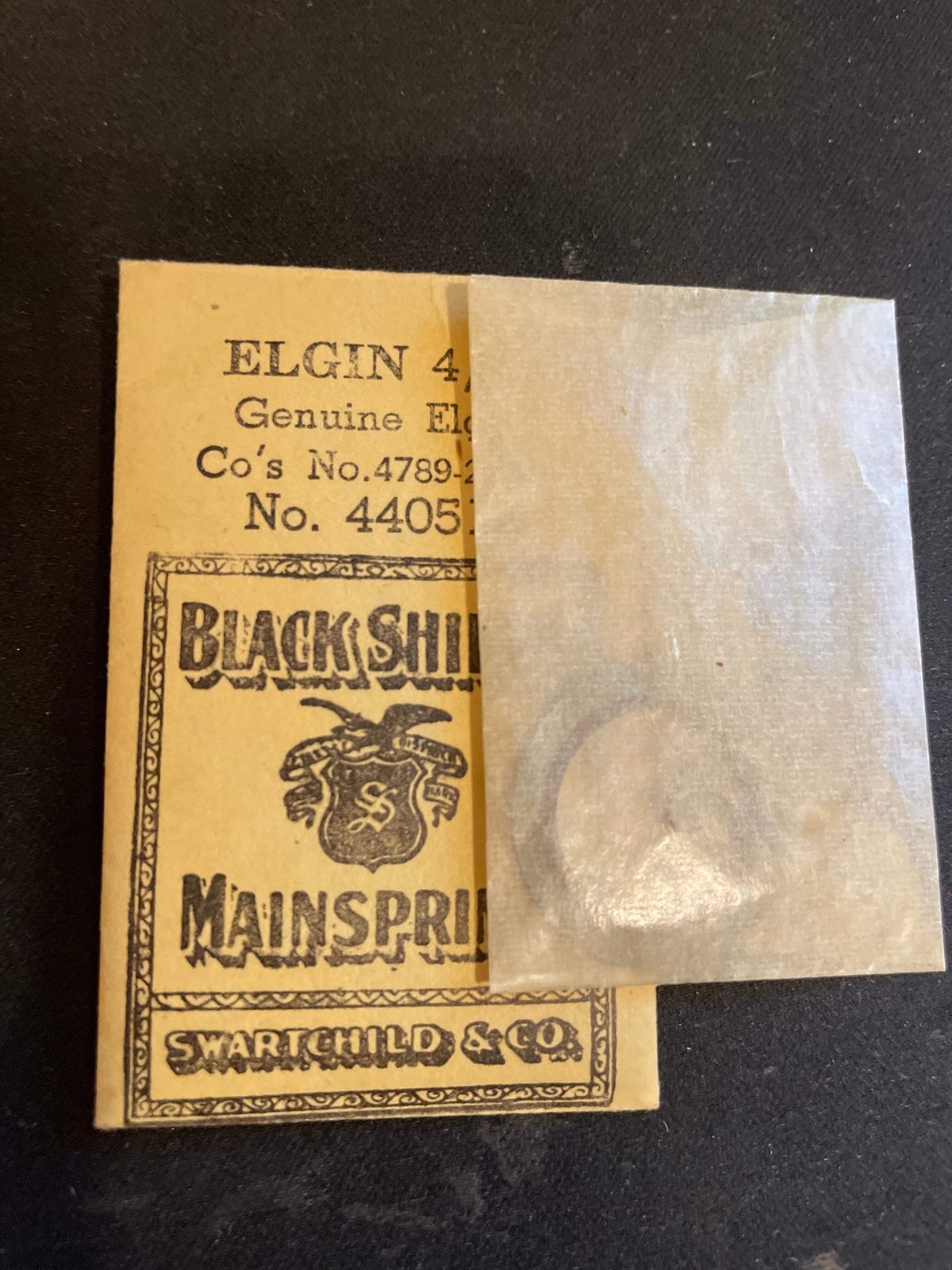 Swartchild Black Shield Mainspring #440512 for Elgin 4/0s No. 4789 – Steel