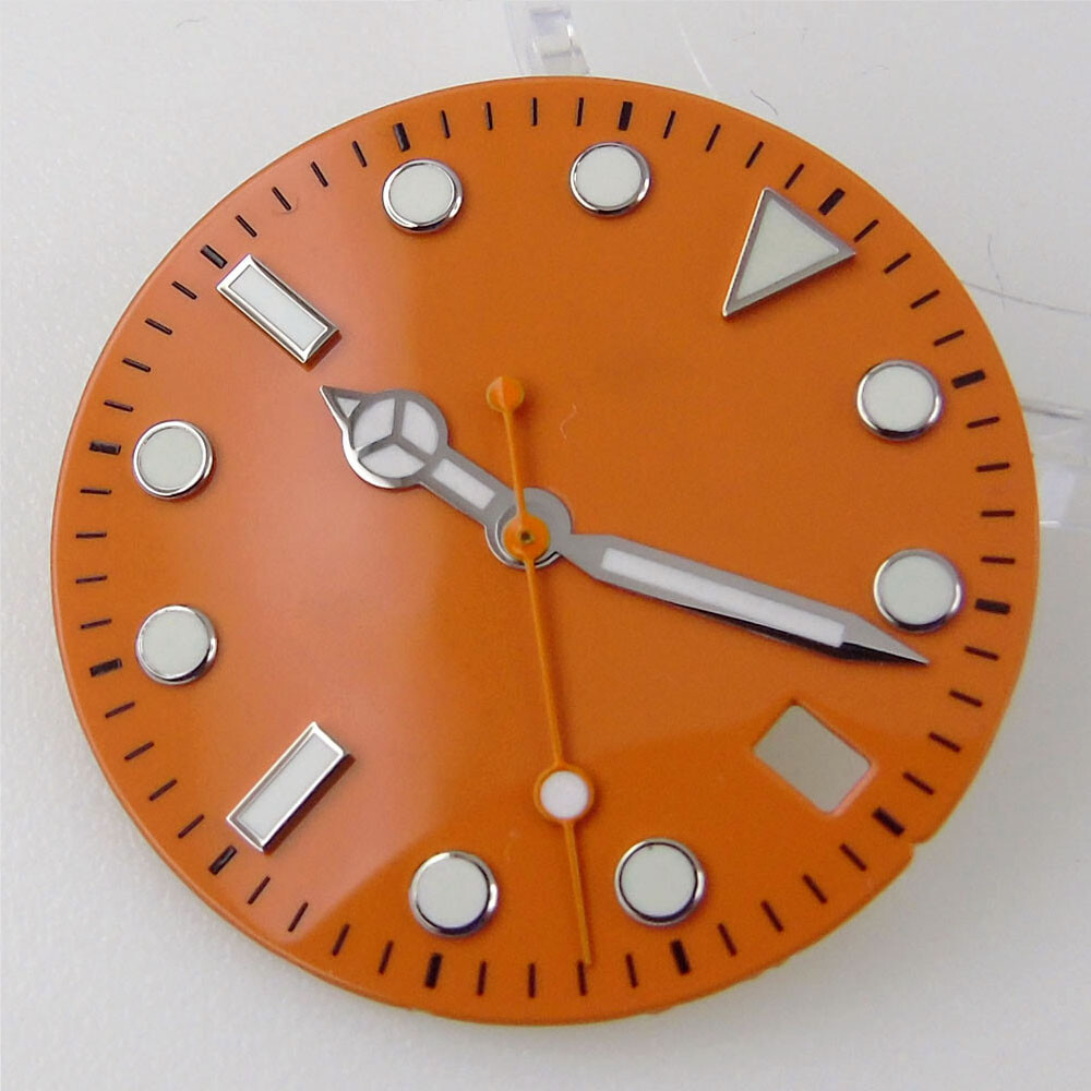 29mm Bliger Blue Orange Yellow Watch Dial Fit NH35A Movement Date Window Parts