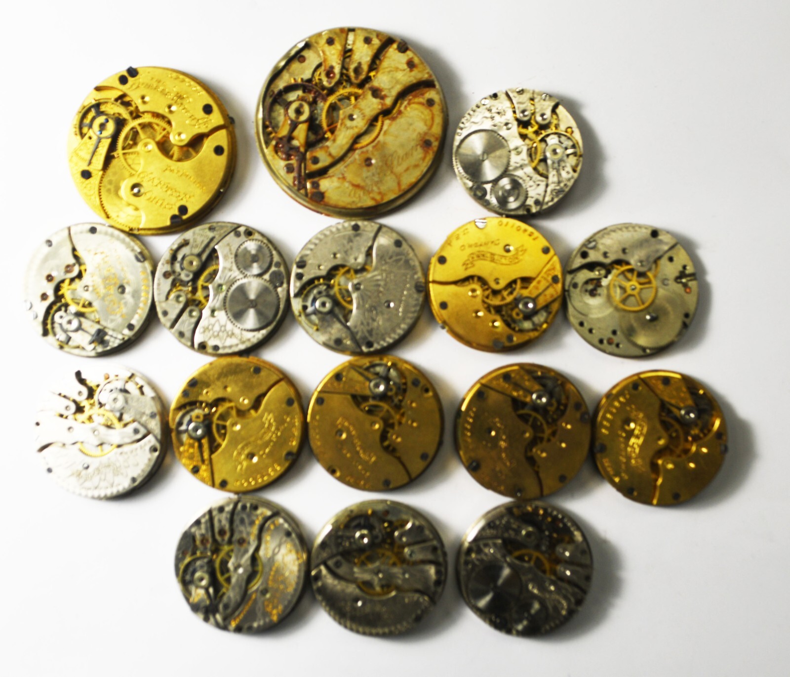 16pc Vintage Hampden Pocket Watch Movements 6/0-12 Molly General Stark Lot