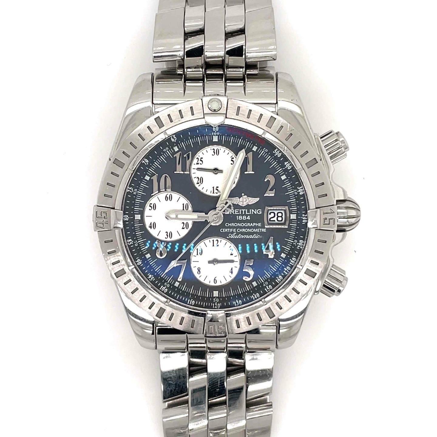 Breitling Chronomat Evolution Chronograph 43mm Steel Grey Dial Mens Watch A13356