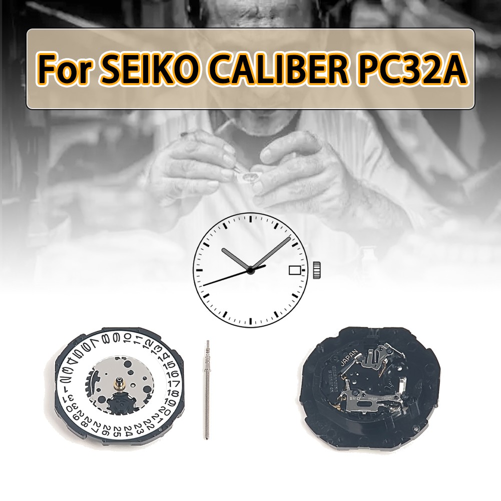 Quartz Movement Replacement for SEIKO PC32A PC32 Date at 3 Watches Parts Battery