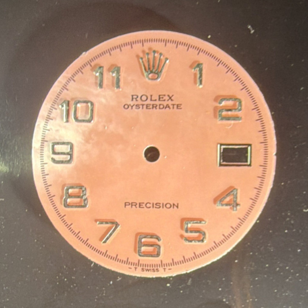 Rolex Replacement Oysterdate Pink Dial Silver Numerals Date Display, 28mm