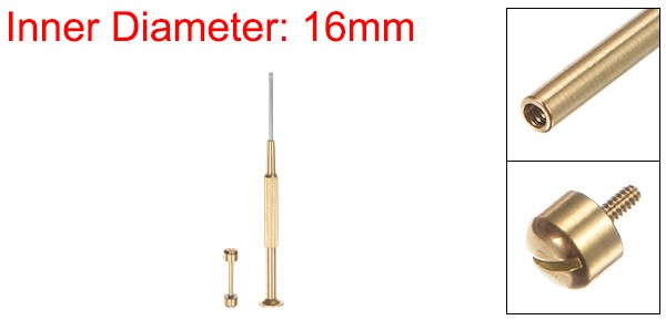 2 in 1 16mm Watch Screw Tube Rod with 2mm Slotted Screwdriver, Gold Tone