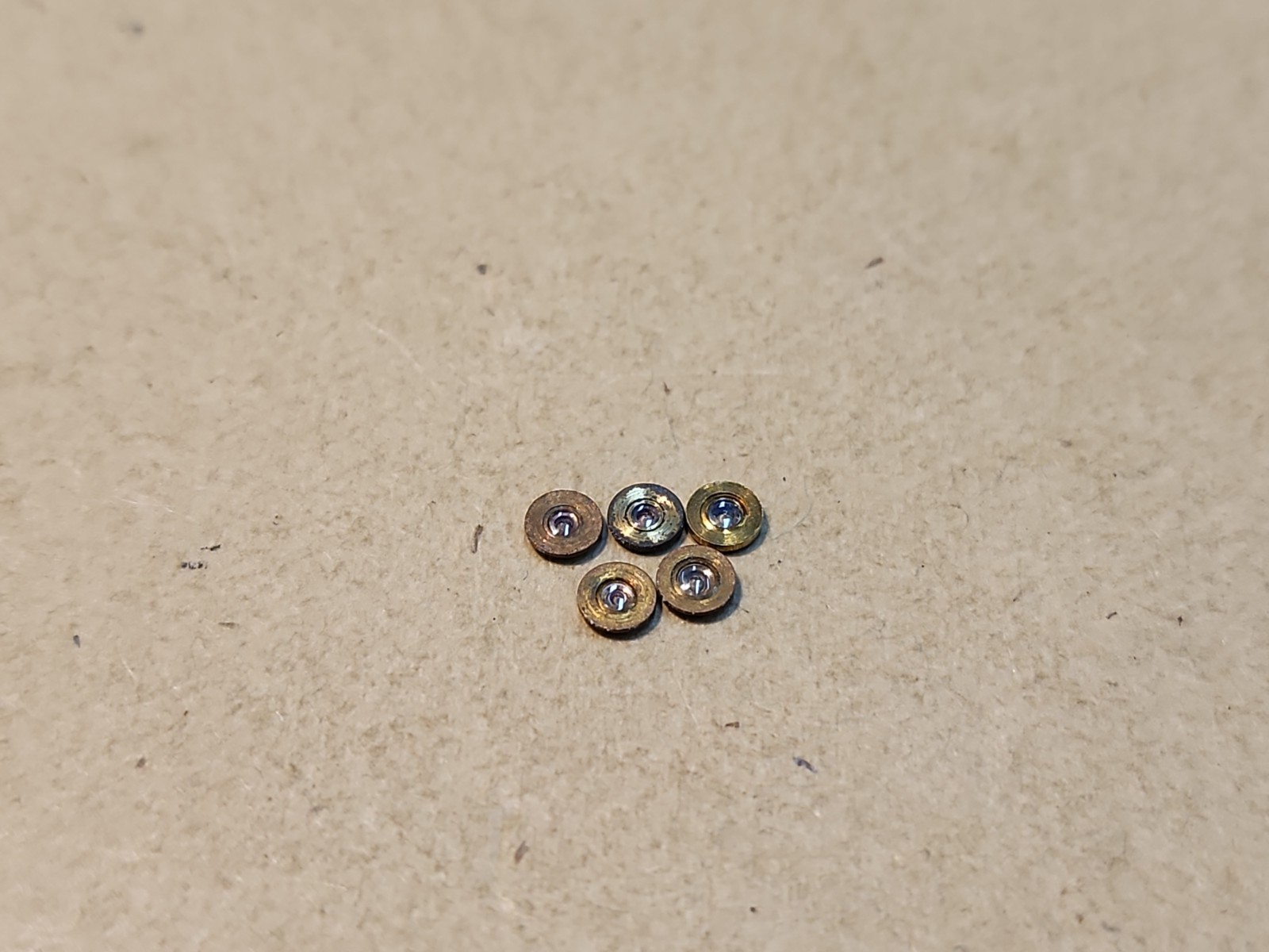 Lot Of 5 American Pocket Watch Hole Jewels 16s-18s Diameter 2.81mm To 2.83mm