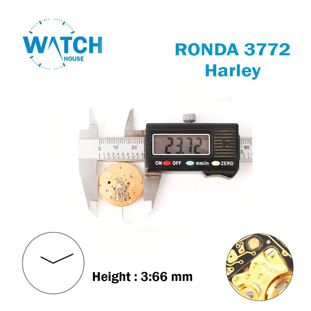 RONDA 3772 Harley Swiss Made Watch Movement, Without Disk, 2Hands,Height:3.66mm.