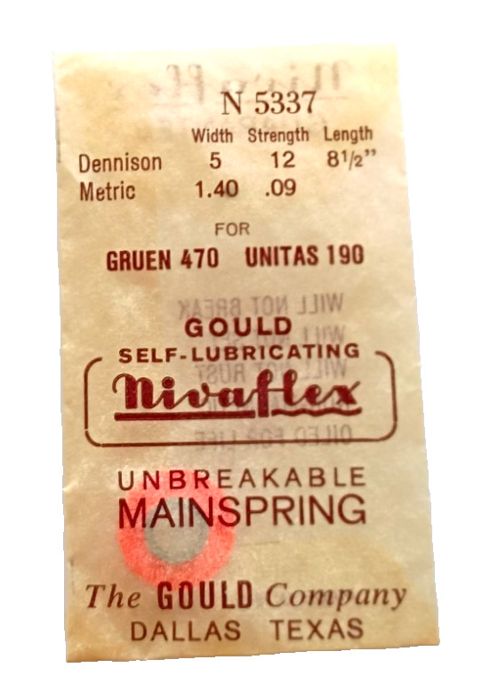 Gruen 470 Unitas 190 Mainspring watch part ALLOY
