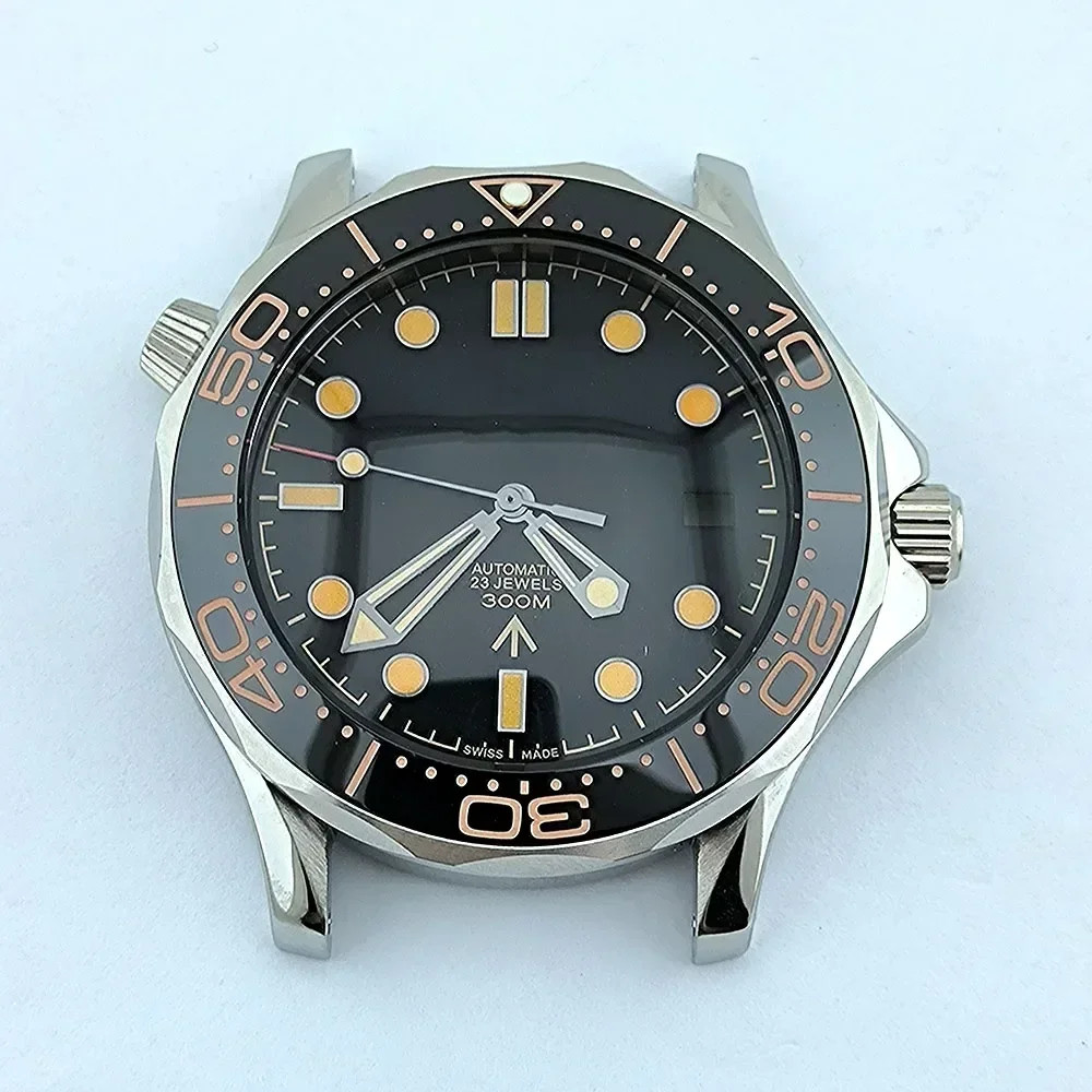 Stainless Steel Strap for Seamaster 300 NH35 Case Dial Hands 41mm Silver Mod Kit