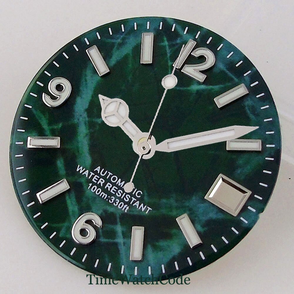 29mm Luminous Watch Dial Face Fit for NH35A NH36A Black Blue Green Date Window