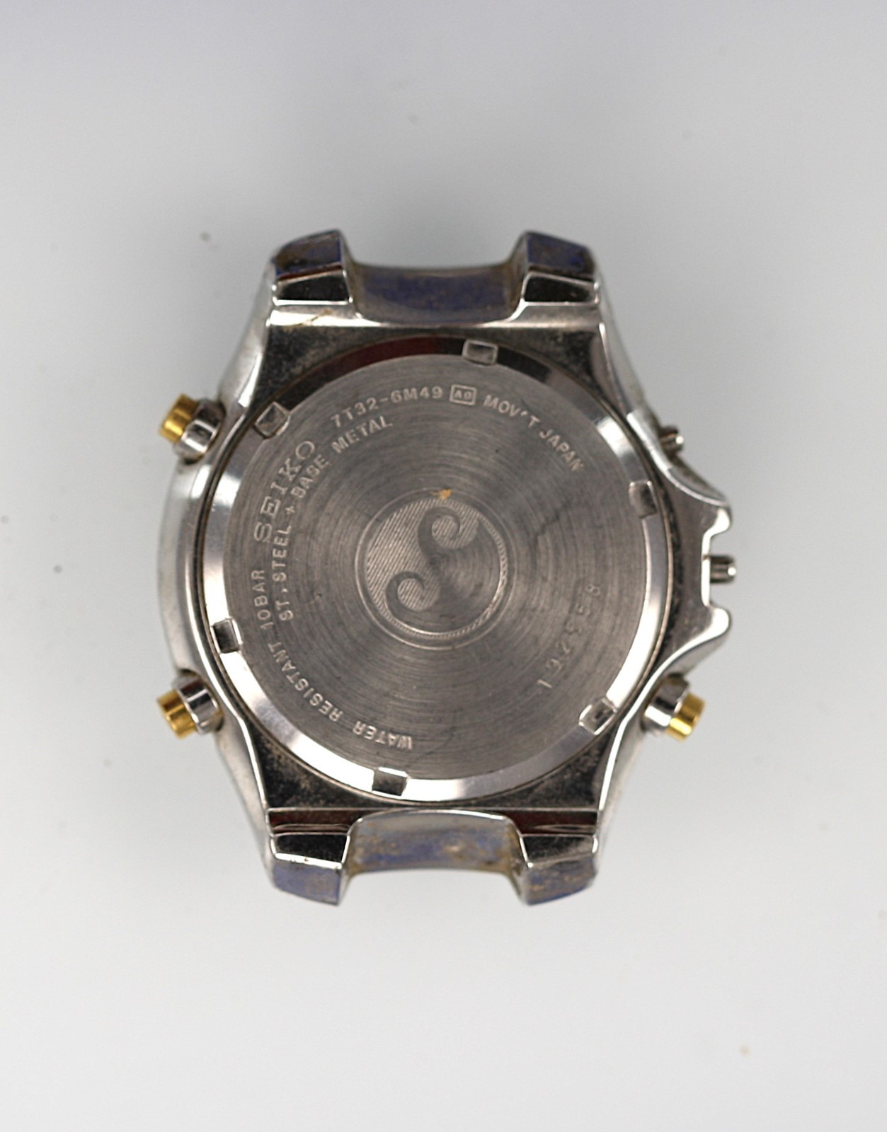 Seiko Watch Men 100m Battery Stainless Steel Gold Silver 7T32-6M49 NON-WORKING