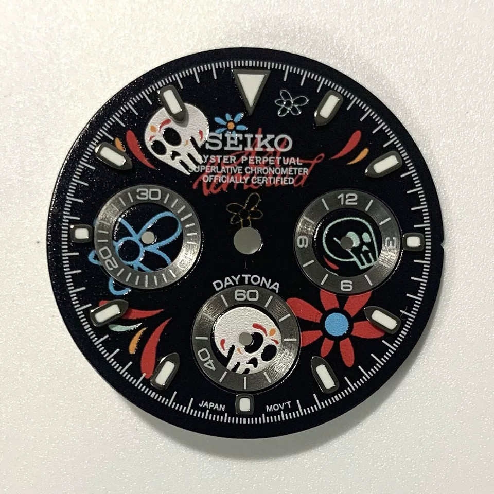 29.8mm Multi-functional Watch Dial Green Luminous For VK63 Movement Accessories