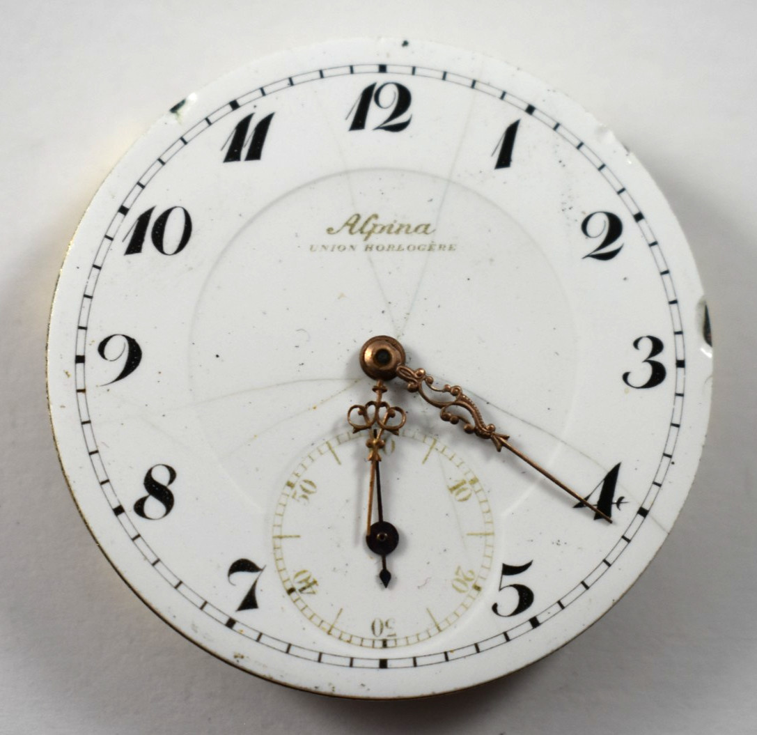 Vintage Alpina UH 43.05mm OF Pocket Watch Movement lot.ed