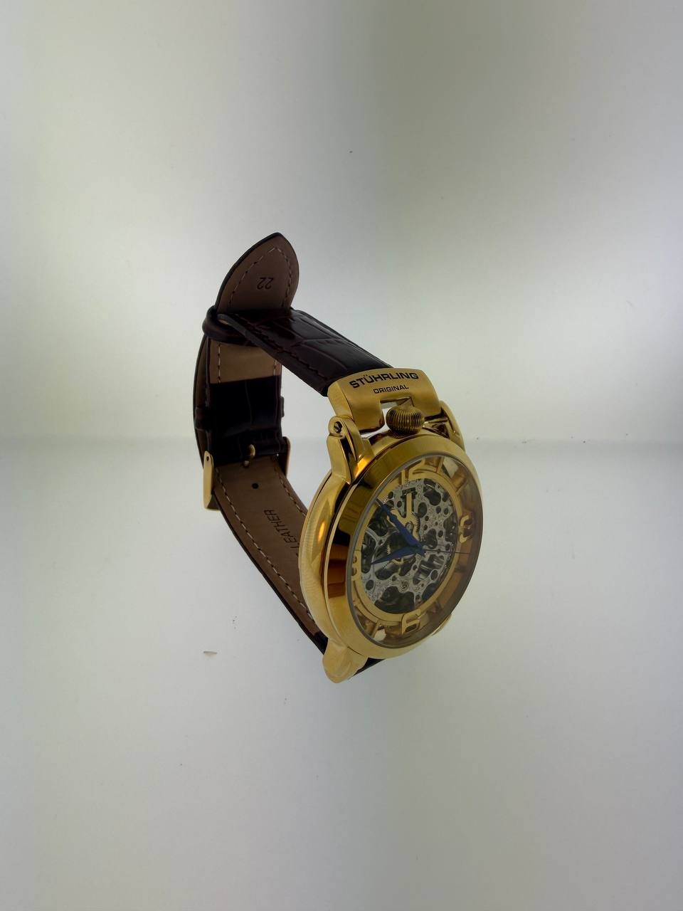 Stuhrling Original Skeleton Automatic Mens Watch ST-90089 Gold Tone