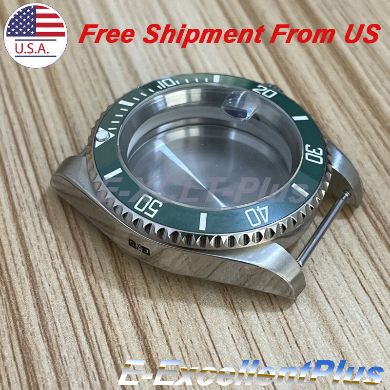 40mm For NH35 NH36 Movement Green Sapphire Glass Automatic Watch Case 316L Steel