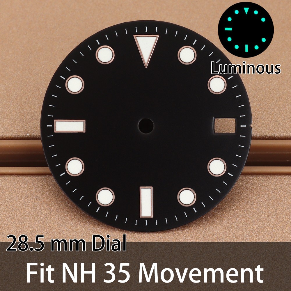 GMT Triangle Nail Dials 28.5mm Green Luminous For Seiko NH35 AUTOMATIC Movement