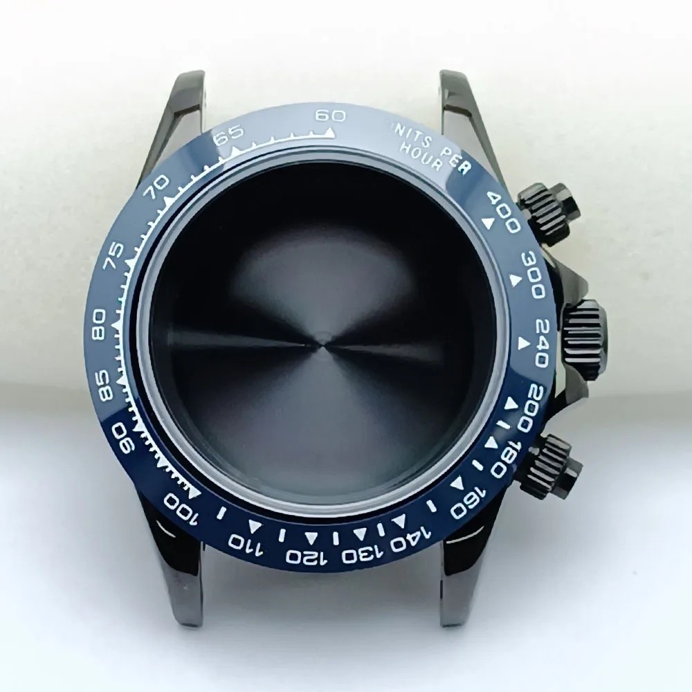 39.3mm VK63 Watch Case Steel Sapphire Crystal Fits 20mm Strap Silver Gold