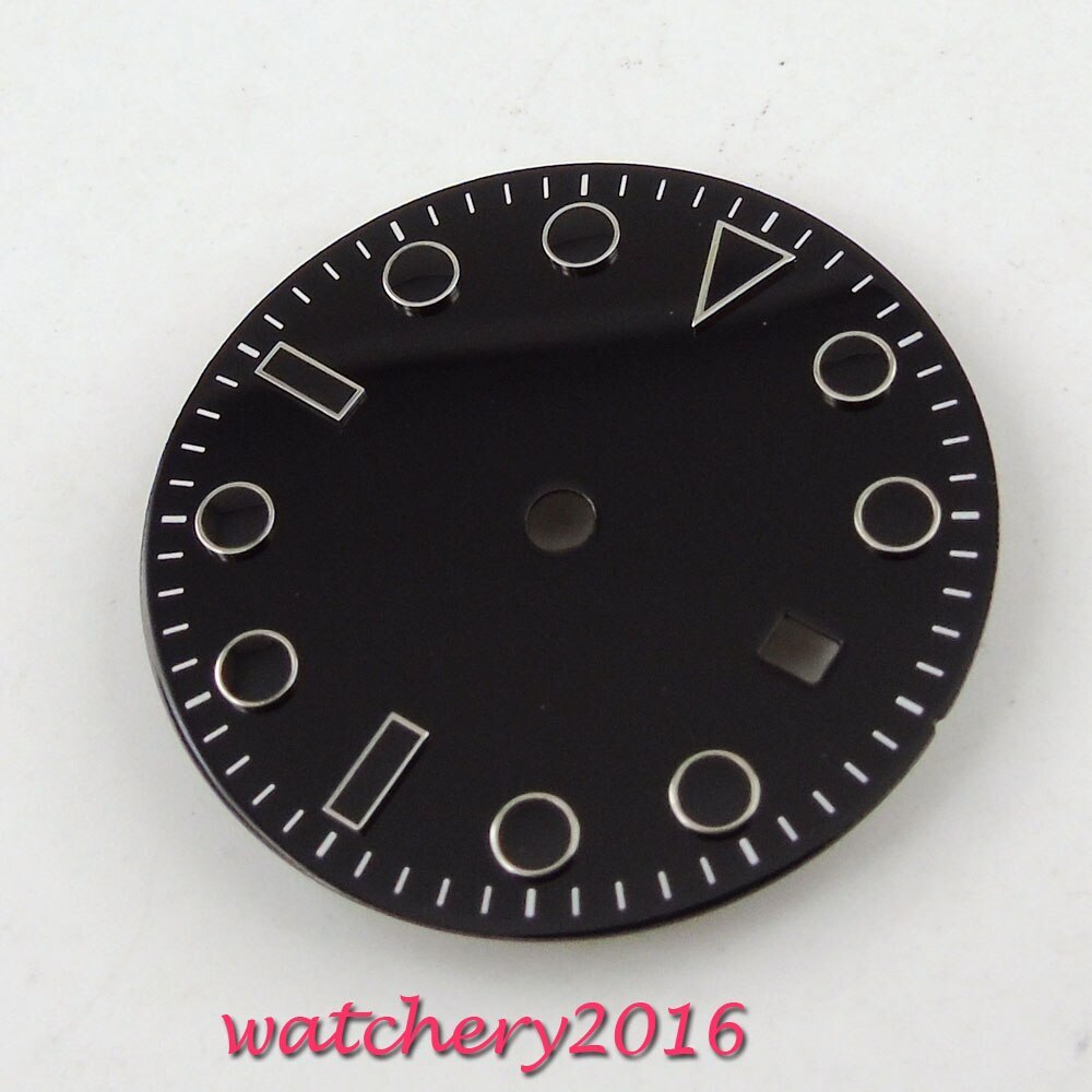 29mm black Dial Black Hands Date window fit NH35A ETA 2824 Miyota Automatic