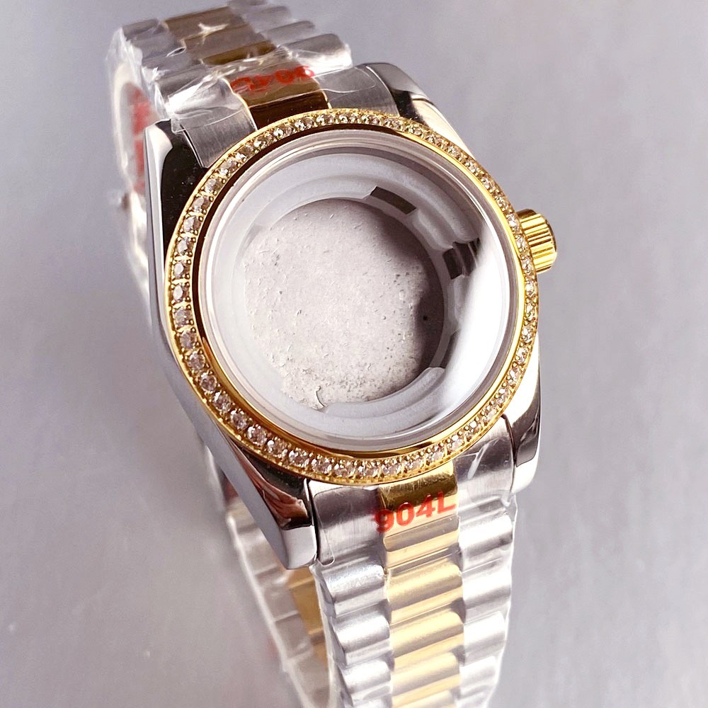 31mm NH05 Watch Case Diamond Belze Gold/Rose Gold two Tone Stainless Steel Strap